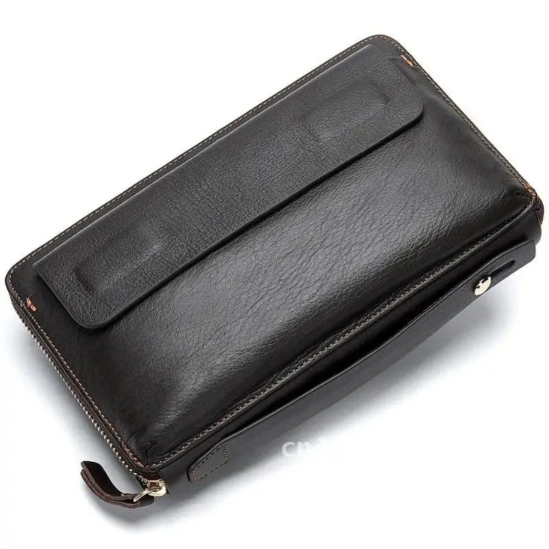 

Soft Genuine Leather Clutch wallet men's long Wallet leather business for card wallet top handbag bill layer cash cowhide