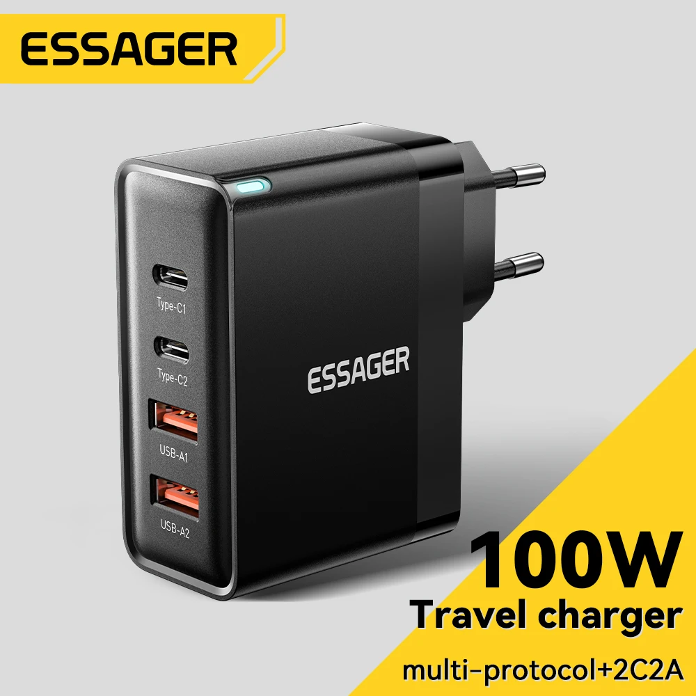 Essager 100W USB Type C Charger 65W PD3.0 Fast Charger with Quick Charge 4.0 3.0 USB Phone Charger For MacBook Laptop Smartphone