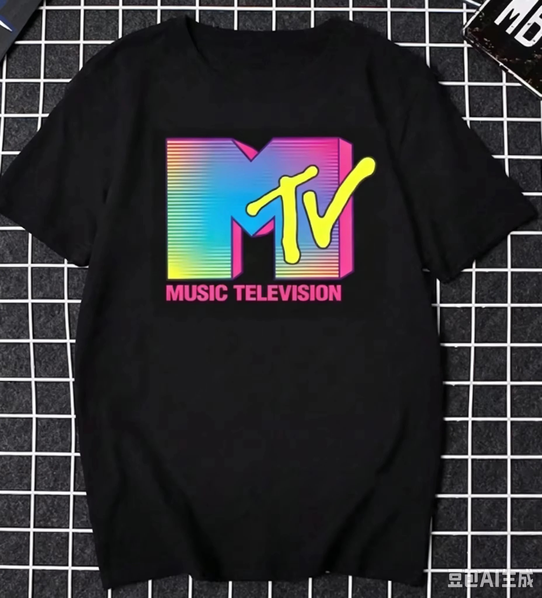 MTV Classic Retro TV Signal Logo T-shirt, 80s and 90s Retro MTV Family Wear, Girls' Music TV Signal Logo Men Clothing Retro
