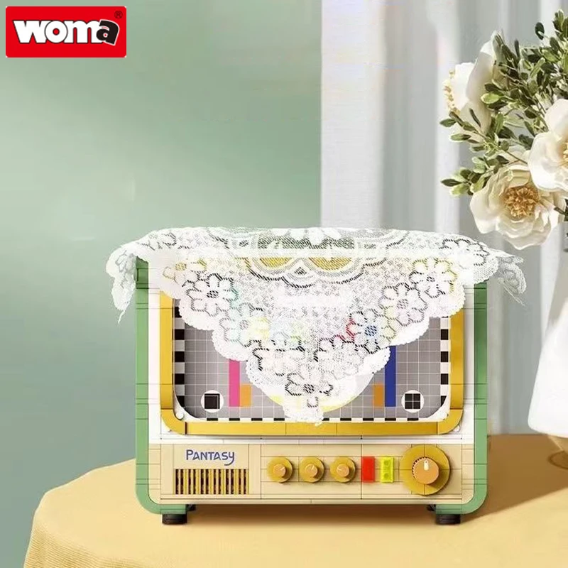 Klocki do budowy marki Woma Retro zestaw TV zabawka dla dzieci Puzzle do kreatywnej dekoracji chłopca montaż modele na prezent dzieci