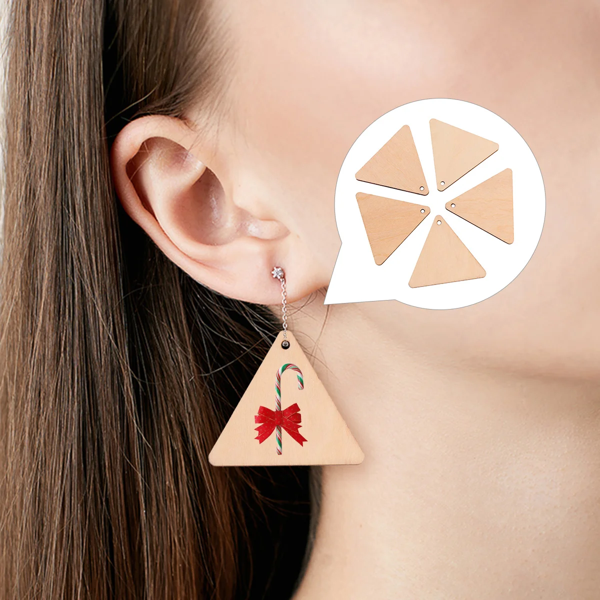 

100Pcs Wood Triangle Slices Unfinished DIY Craft Supplies Smooth Wooden Cutouts for Painting Home Decoration Wedding Ornaments