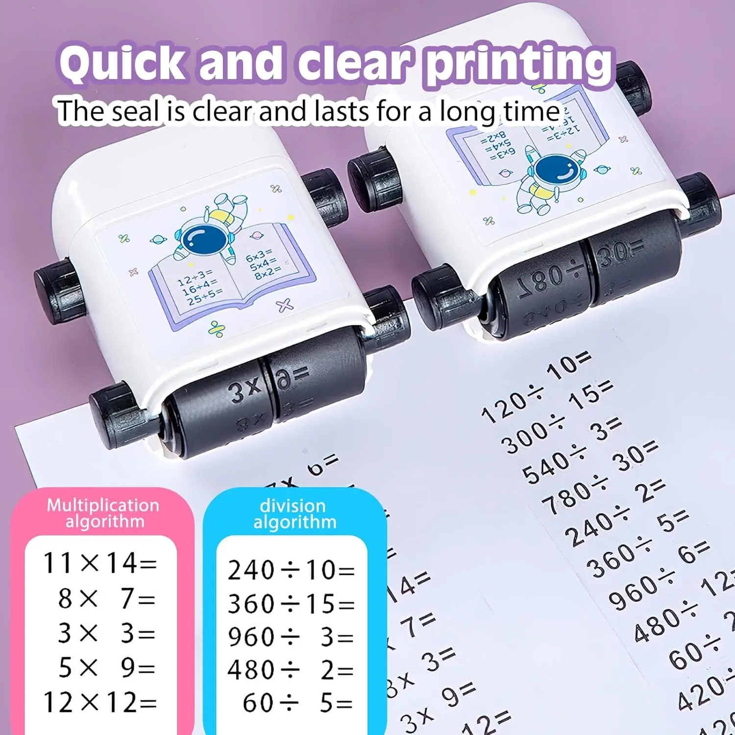 2 in 1 Math Roller Stamp Within 100 Multiplication and Division Dual Head Smart Math Practice Stamps Teaching Stamps for Kids