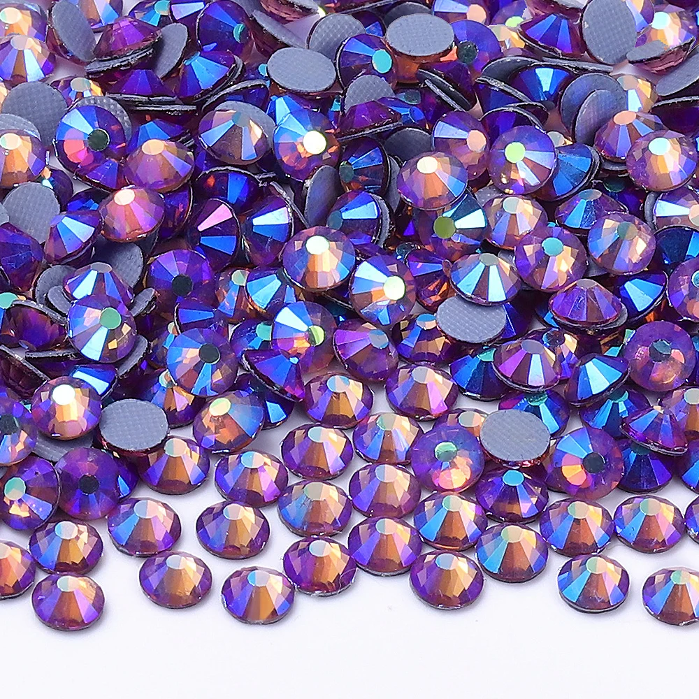 SS6-SS20 Glass Hotfix Rhinestones 1440Pcs/bag Glitter AB Series Flatbase Crystal Strass Wedding Dress Decoration DIY Diamond