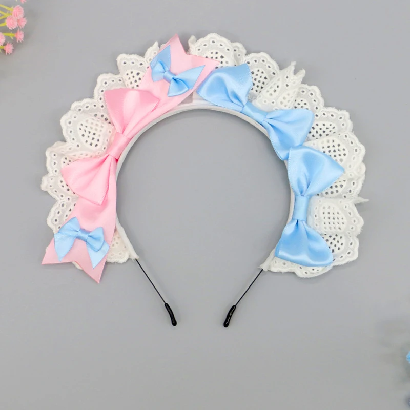 Lolita Cosplay Headband para Mulheres, Headdress Ruffles, Hoop de Cabelo, Arco, Mesh Props, Hairband, Party Decor, Girls Acessórios