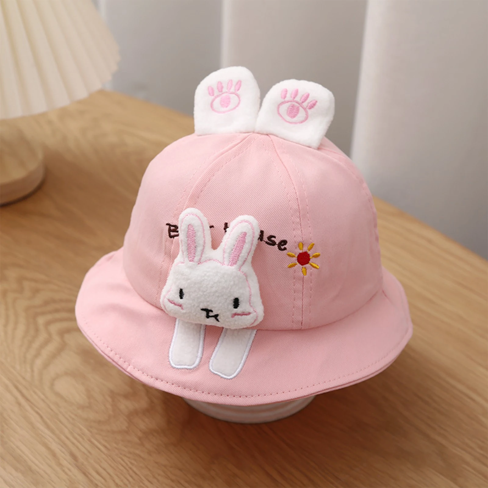 Infant Boys Girls Fisherman Hat 3D Plush Cartoon Animal Bear/Dog/Tiger/Rabbit Wide Brim Sun Protection Cap Sunscreen Basin Hats