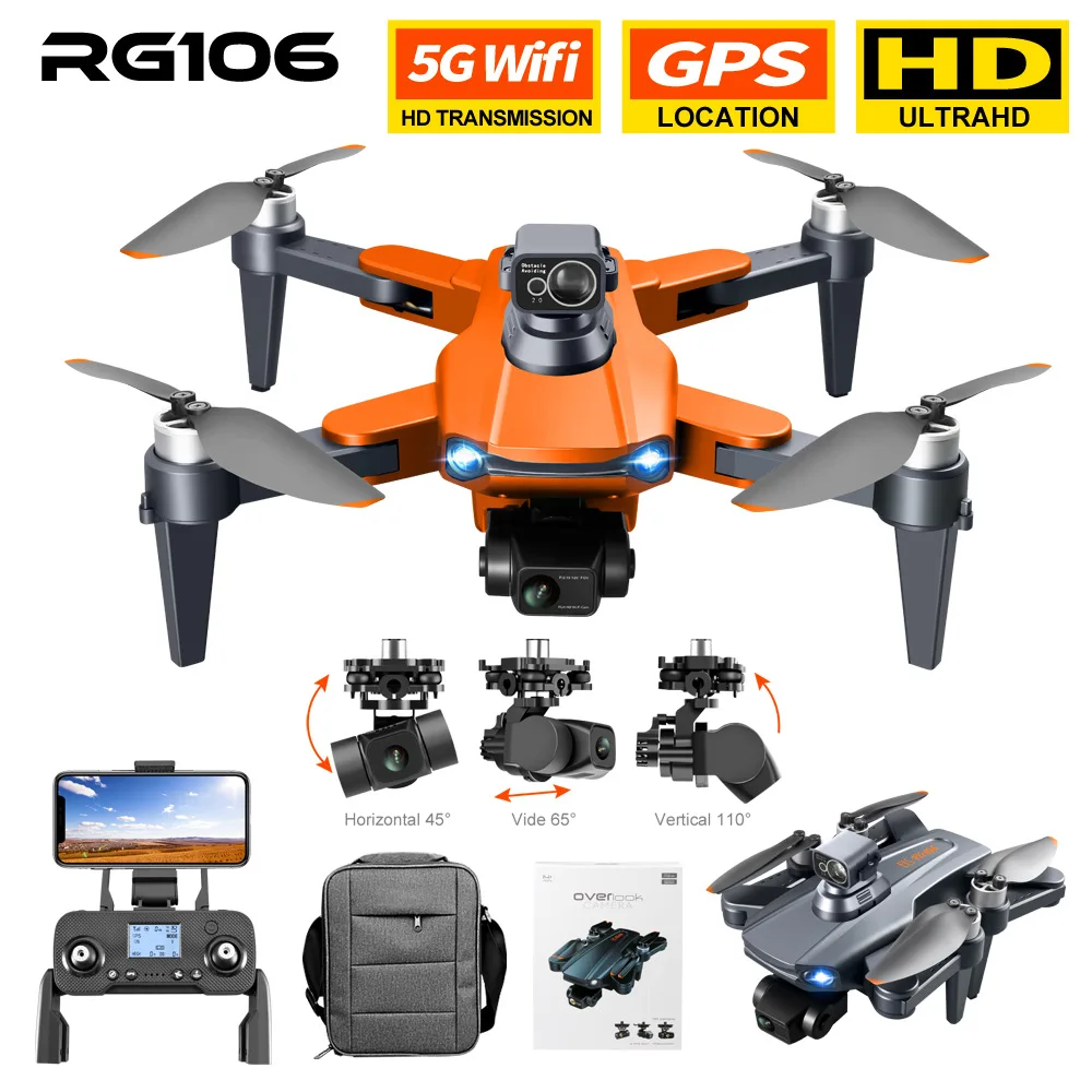 HOT RG106 PRO Drone 8K professionale 5G GPS WIFI HD doppia fotocamera Dron 3 assi Gimbal motore Brushless Anti-shake RC Quadcopte