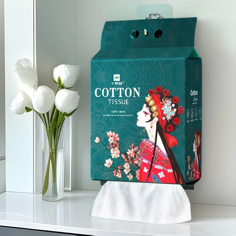 100% Cotton Disposable Face Wipes: Extra-Thick, Extra-Large, Hanging Dispenser-Style Makeup Remover and Gentle Cleansing Wipes