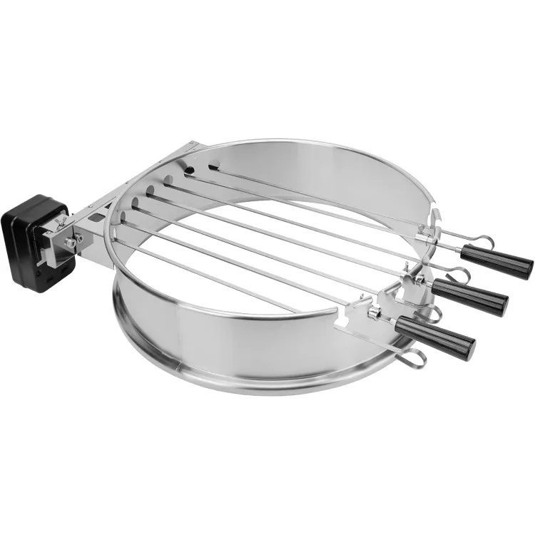 Shish Kabob Set with Stainless Steel Ring, Automatic Skewers Turner for Weber 22