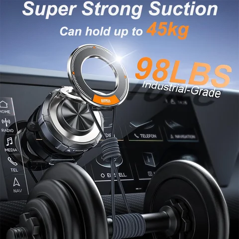 Alloy Magnetic Car Phone Holder Vacuum Suction Mount 360 Rotation for Windshield Dashboard for iPhone Samsung Strong Hold