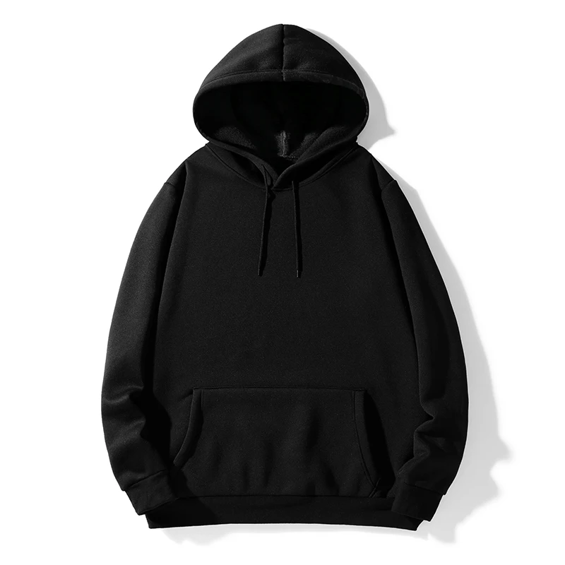

Spring Autumn 2023 New Solid Color Plus Fleece Male Students Pullover Hoodie Loose Undershirt -S1901