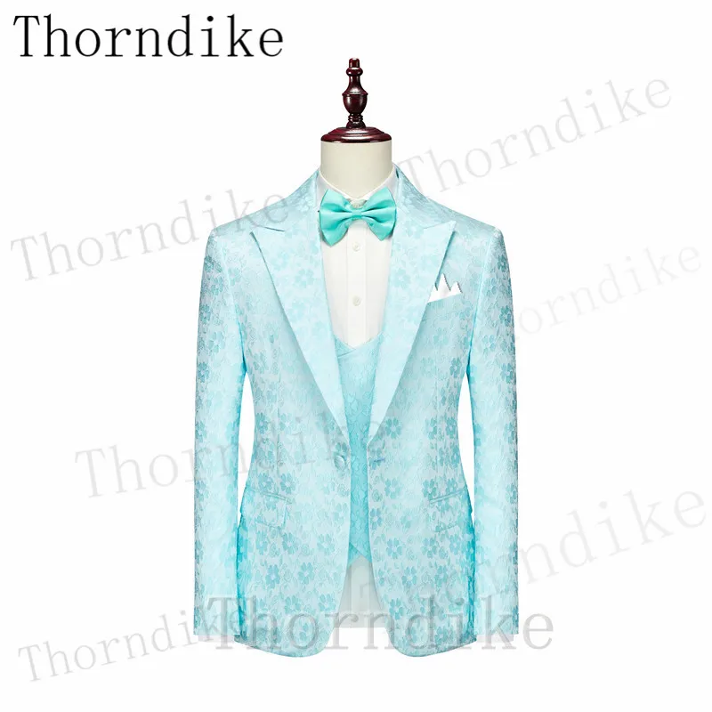 Thorndike Summer Mint Male Suits Groom Wedding Tuxedo Best Man Blazer Casual Groomsmen Wear 3 Pcs Costume Homme Terno Masculino