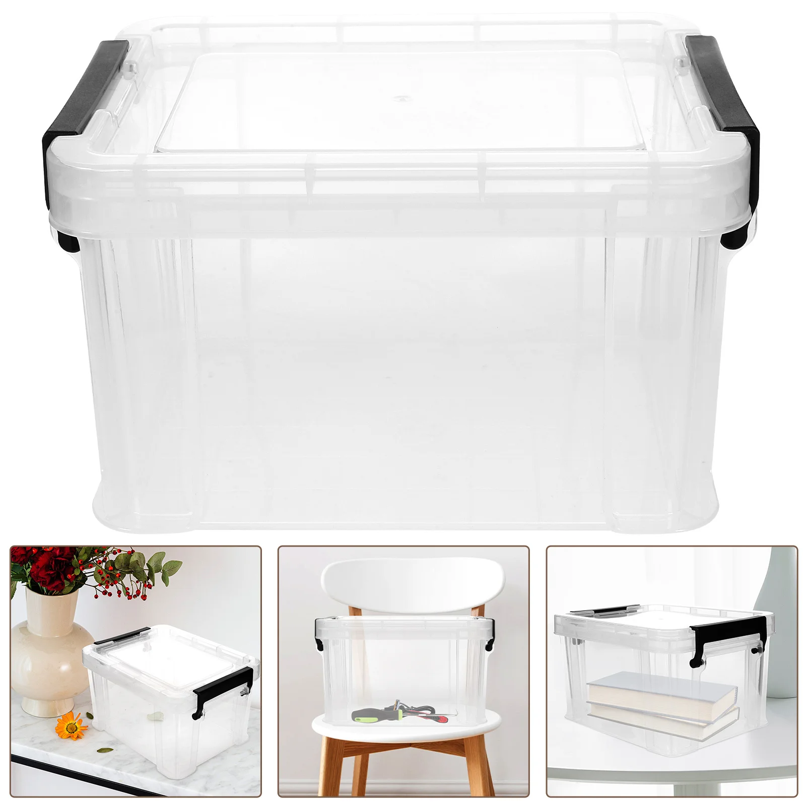 

Clear Plastic Storage Box Household Organizer Multi-Functional Large Capacity Desktop Sundries Storage Holder with Lid