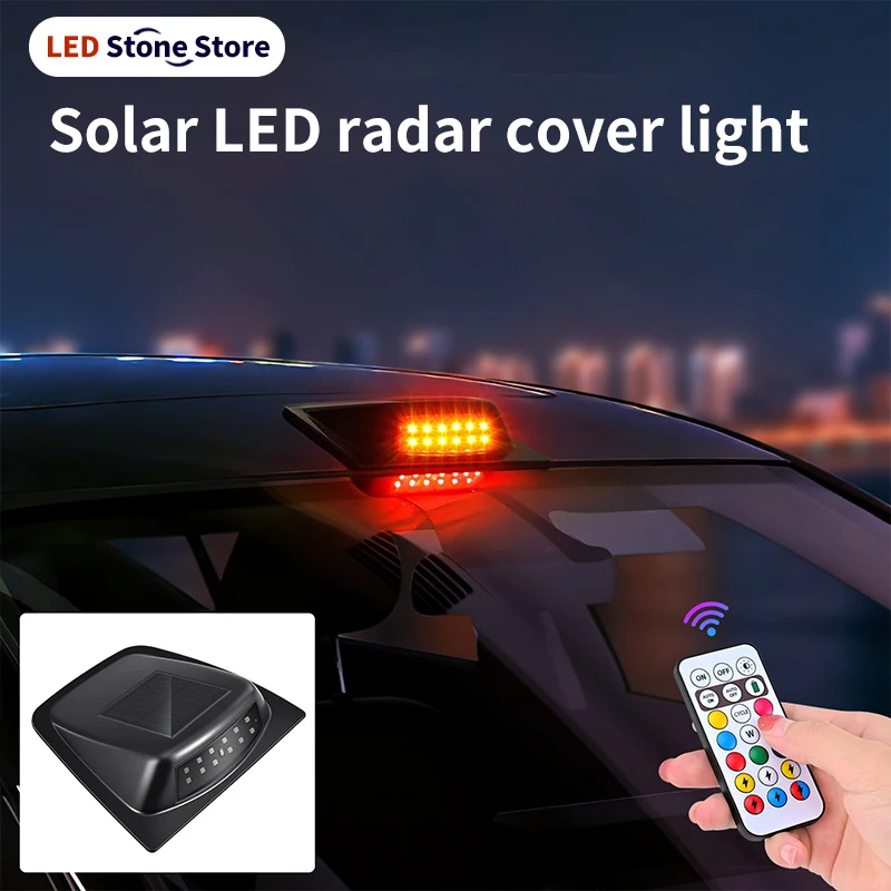 Car solar simulated LiDAR cover light decoration LED light modification roof wireless anti rear end collision warning light