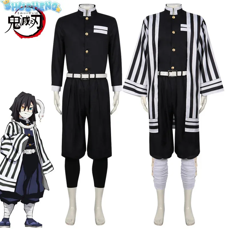 Perruque de Costume de Cosplay, Anime Demon Slayer Kimetsu No Yaiba Iguro Obanai Haori, accessoire serpent blanc, Costume d'halloween