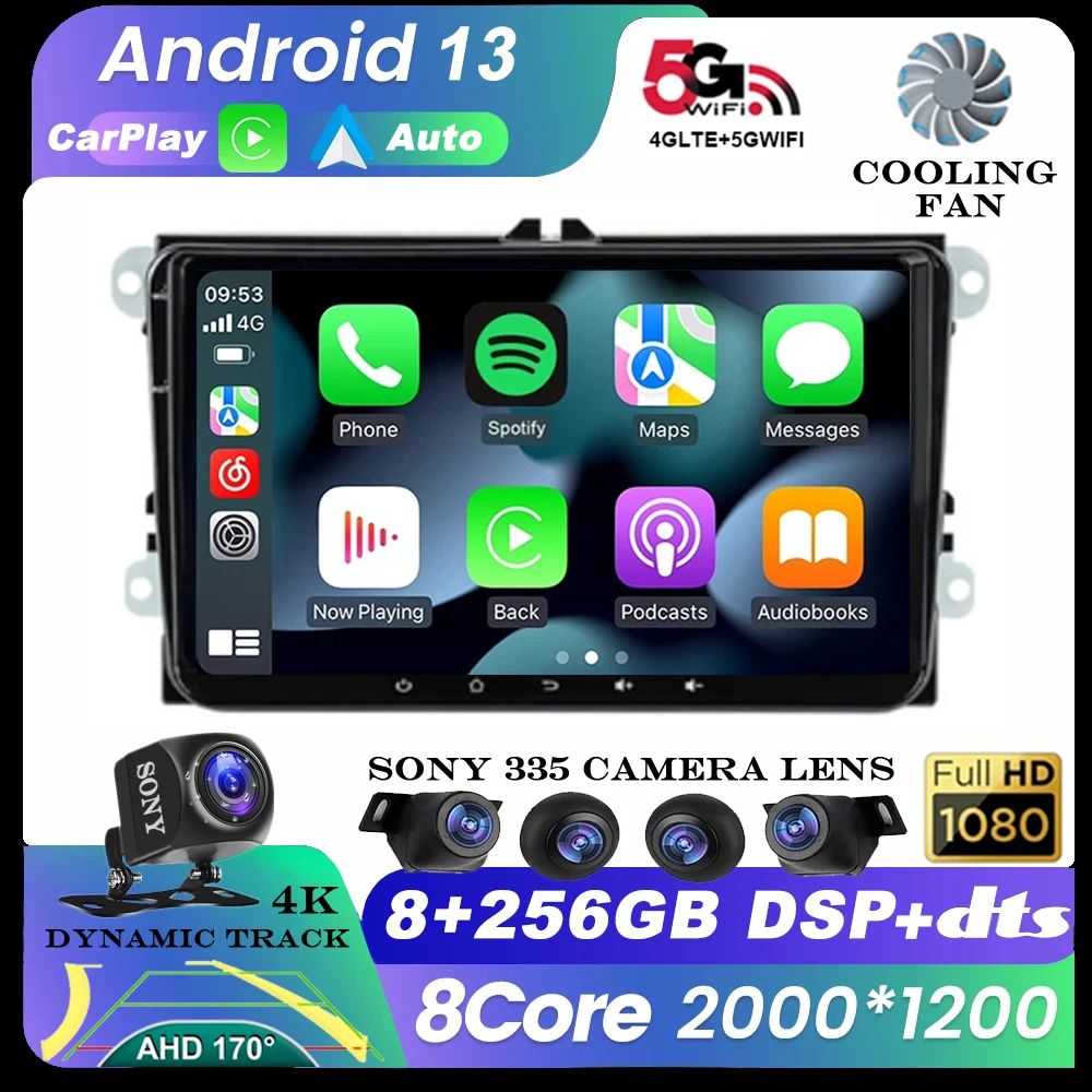 

9“ Android 13 Car Radio For VW/Volkswagen/Golf/Polo/Tiguan/Passat/B7/B6/Seat/Leon/Skoda/Octavia GPS Navigation Multimedia Player