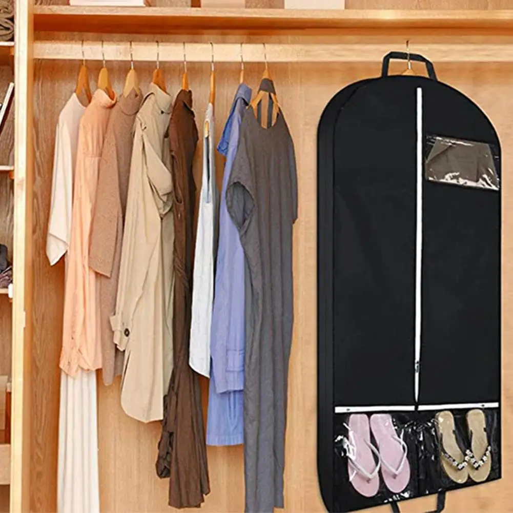 Clear Window Garment Storage Bag Dustproof Blazer Suit Dress Coat Dust Covers Shirt Hanging Bag Wardrobe Organizer Closet Bag