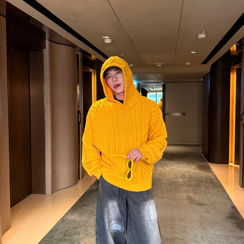 موضة البلوزات الرجال 2025 الخريف جديد أنيق متعدد الاستخدامات بسيط ريترو قناع السترة تريكو الذكور وسيم هوديس محبوك القمم #2