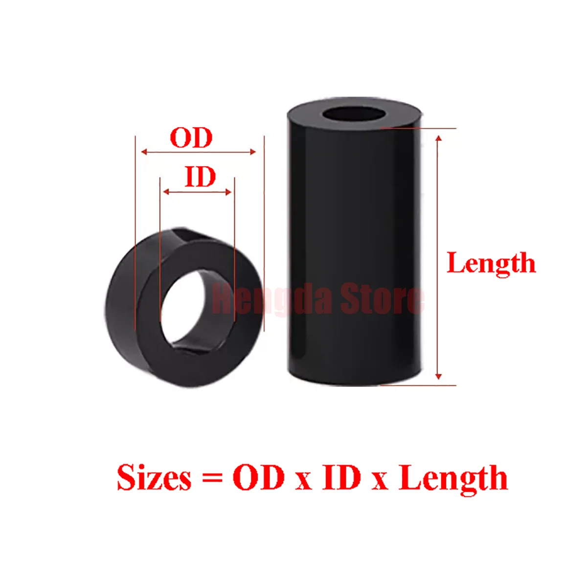 M8 M10 M12 M14 M16 M18 M20 Black ABS Isolation Pillar Non-Threaded Hollow Nylon Bushing Round Standoff Washer PCB Support Spacer