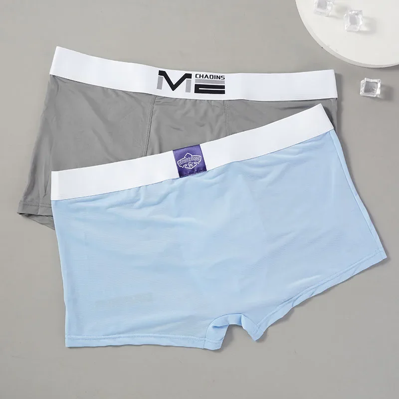 Ice Silk Men's Boxer Briefs Underwear Sports Thin Flat Corner Pants Summer Breathable Popular Summer L-3XL Short Underpants