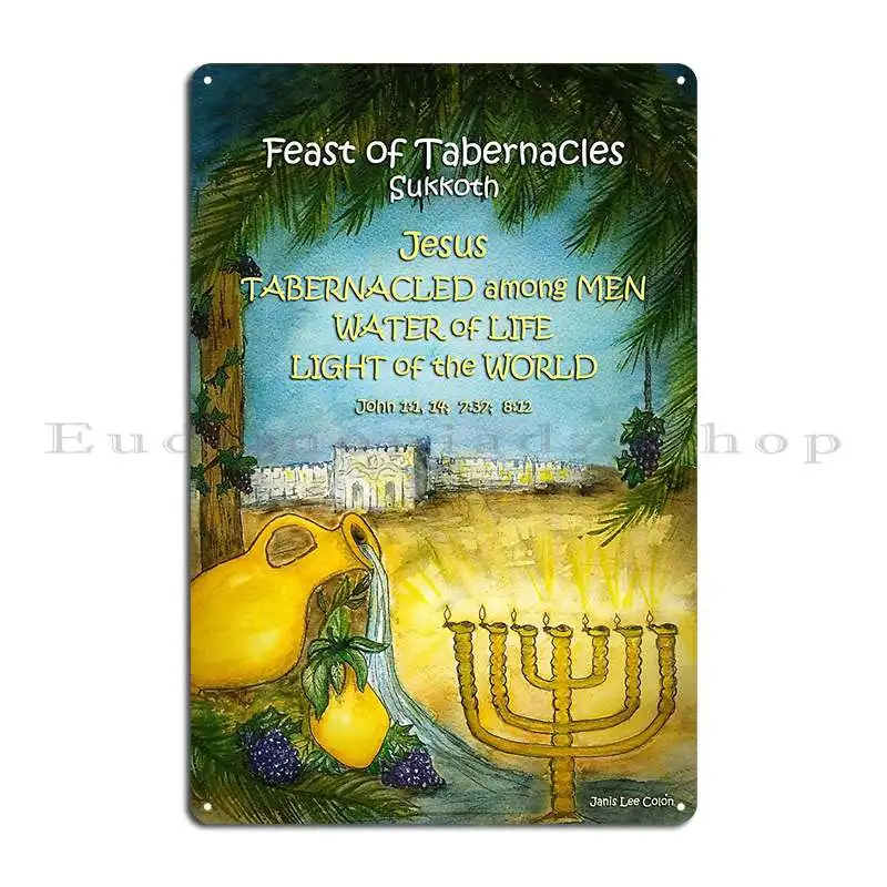 Jesus In The Feast Of Tabernacles Metal Sign Print Living Room Club Designing Wall Decor Tin Sign Poster