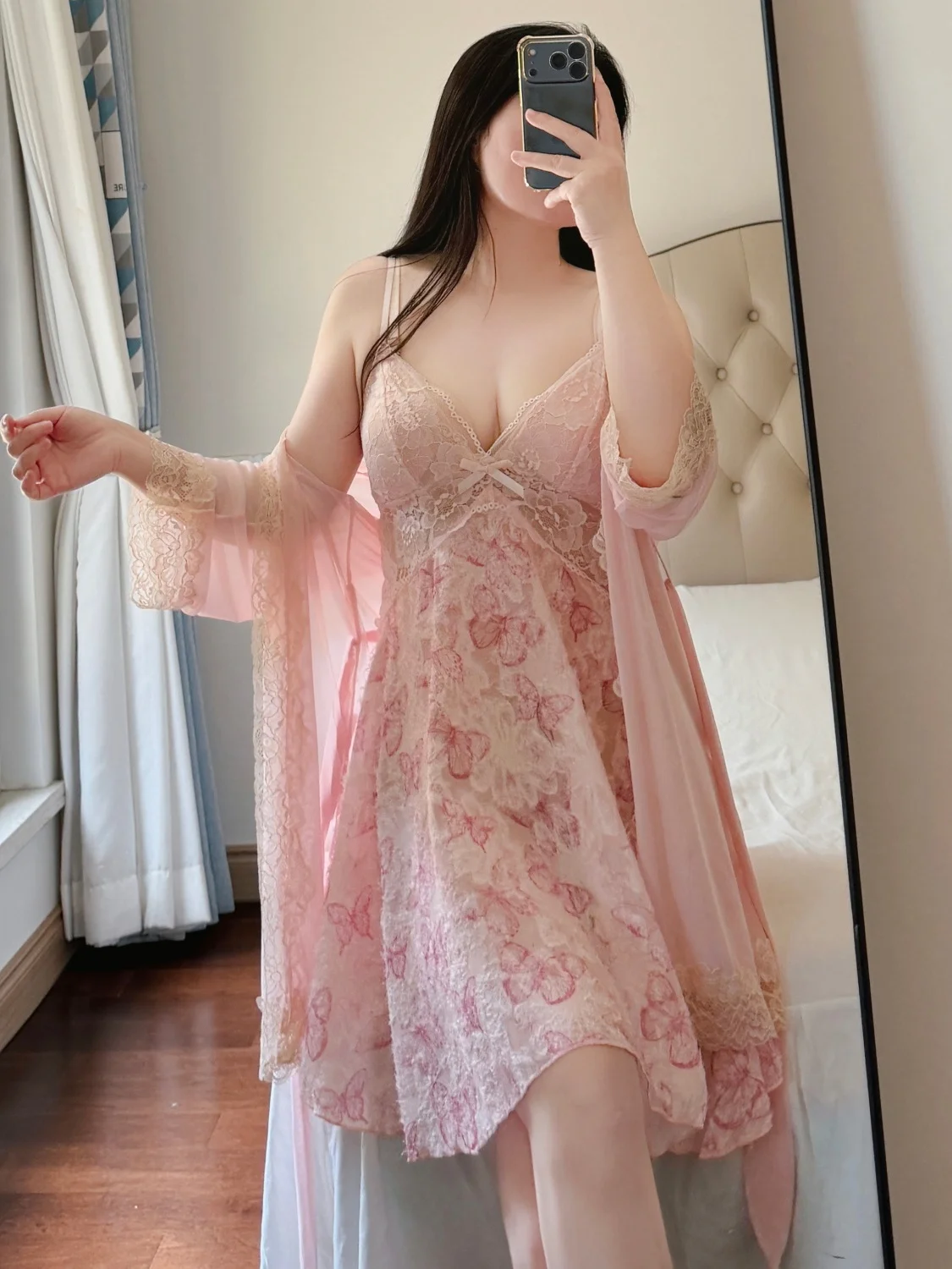 plus-size-loose-maternity-nightgown-set-sexy-cover-up-long-sleeve-v-neck-home-wear-two-piece-set-for-heavy-women