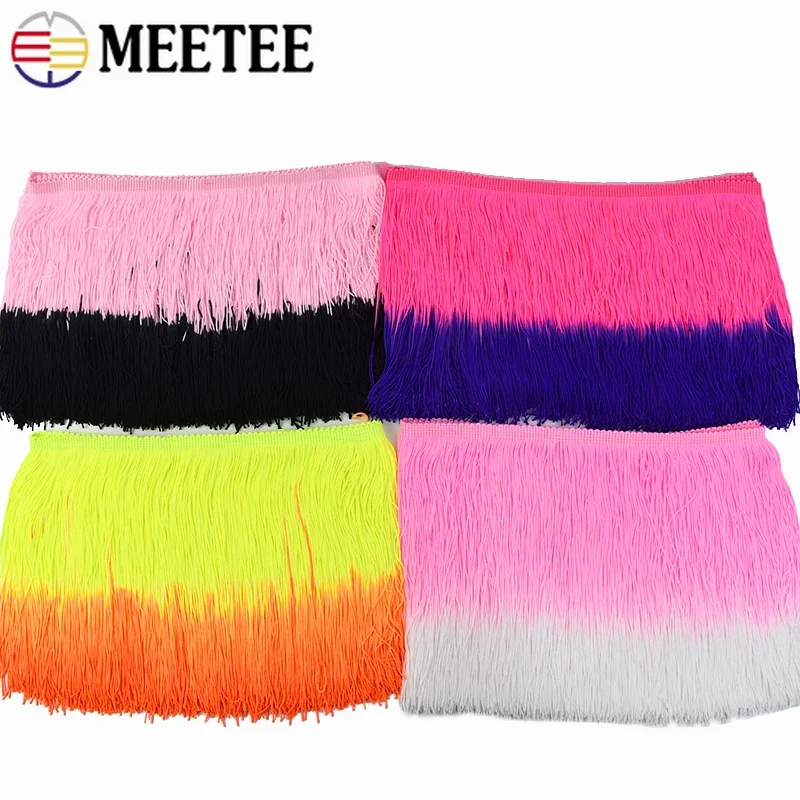 Meetee 2/5/10Meters New Colourful Polyester Fringe Lace Trim Tassel Ribbons DIY Sewing Latin Dress Garment Fabric Accessories