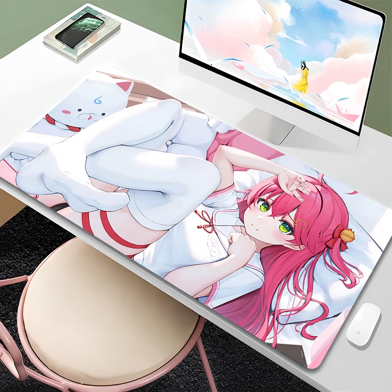 Mouse Pad Laptop Kawaii Gamer Desktop Mouse Mat PC Anime Girl Keyboard Pad XXL Hololive Sakura Miko Table Mat HD Print Mousepad