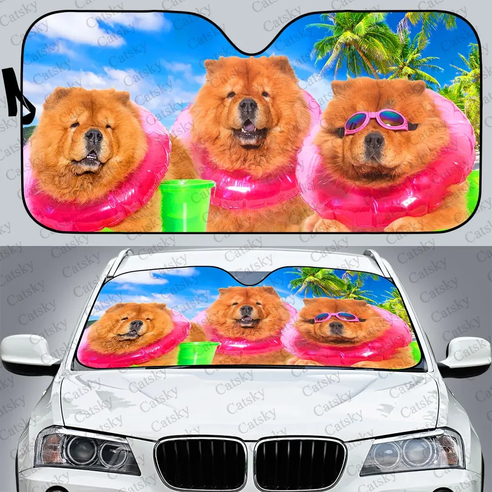 Cute Chow Car parasole, Car Decor Dog Lovers Gift, parabrezza parasole per finestrino dell\'auto copertura parasole riflettore Uv pieghevole