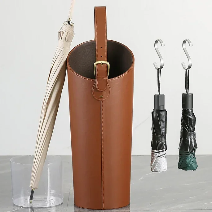 

Large Capacity Leather Long Umbrella Barrel Storage Rack Home Entrance Household Commercial Creative Umbrella Barrel Entry Door