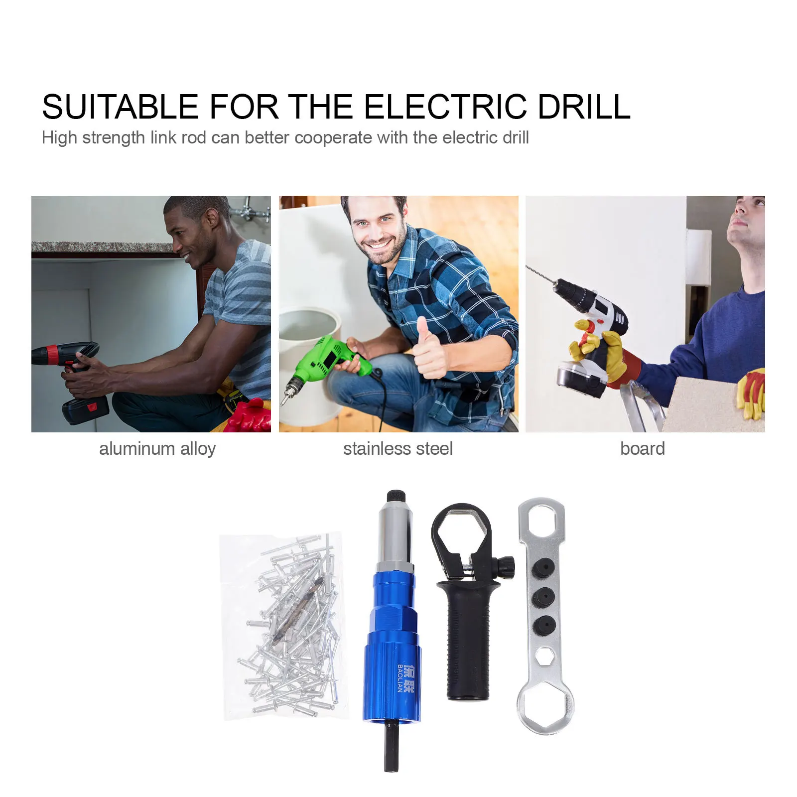 1Set Electric Rivet Adapter Accessory Durable Riveter Connector Easy Installation High Strength Rivet Adapter