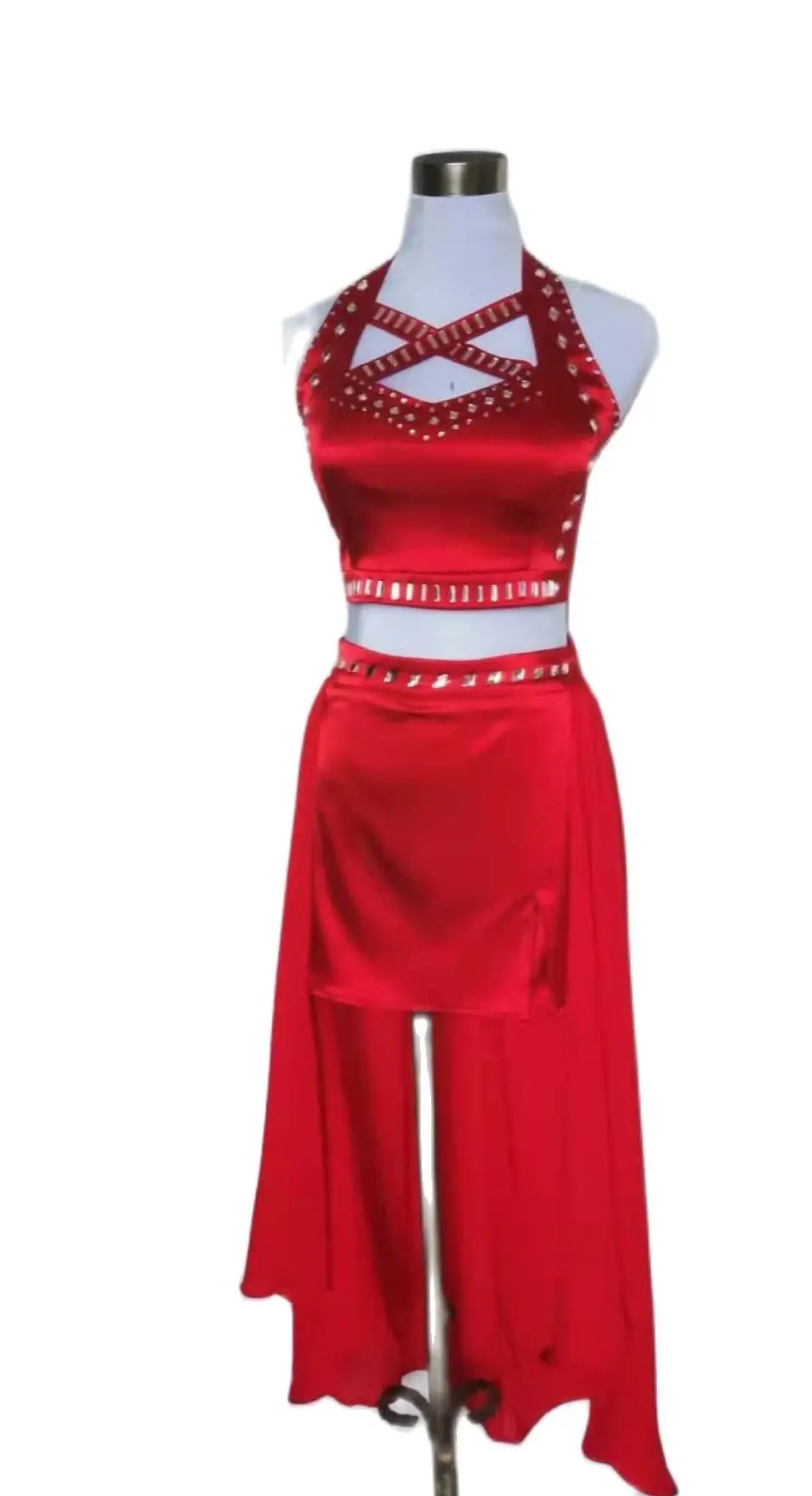 New Sexy Shiny Red Plaid Cutout Bodysuit Women Nightclub Gogo Costume Stage Pole Performance Clothing Festival Outfit Set