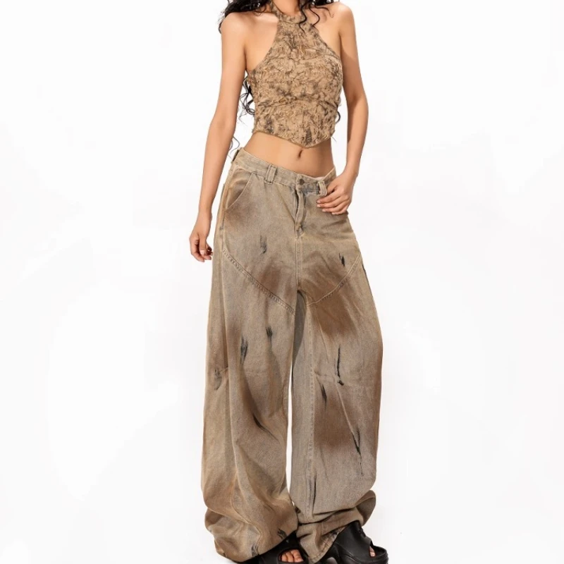 American Retro Wide-Leg Women's Jeans 2025 Autumn Winter New Design Sweet Cool Sexy Loose Slimming Versatile Long Pants Ladies