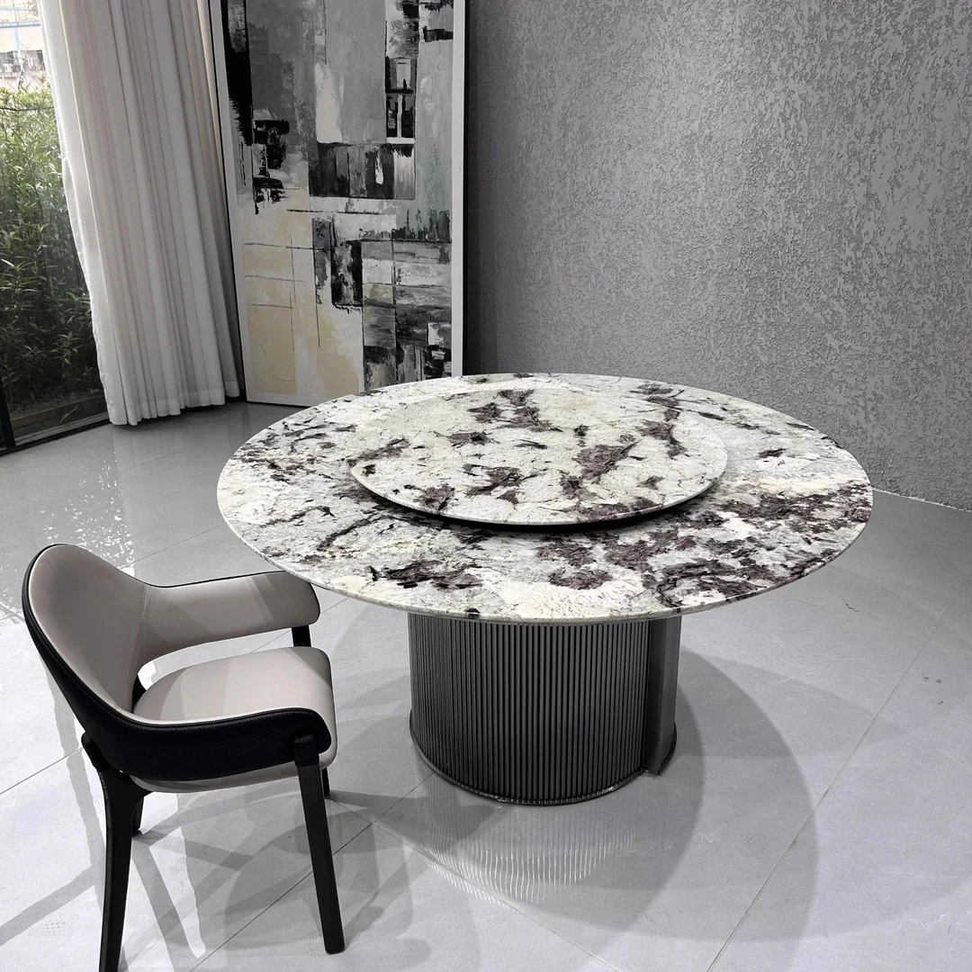 Elegant Natural Luxury Dining Table Set Modern Style Snow Mountain Flying Fox Luxury Stone For Home Furniture SONA HOME 8-Seater