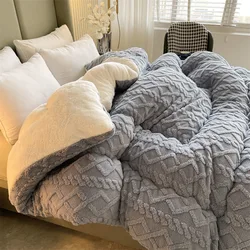 Lamb wool blanket thickened warm winter quilt with milk velvet spring autumn comforter student dormitory single double quilt