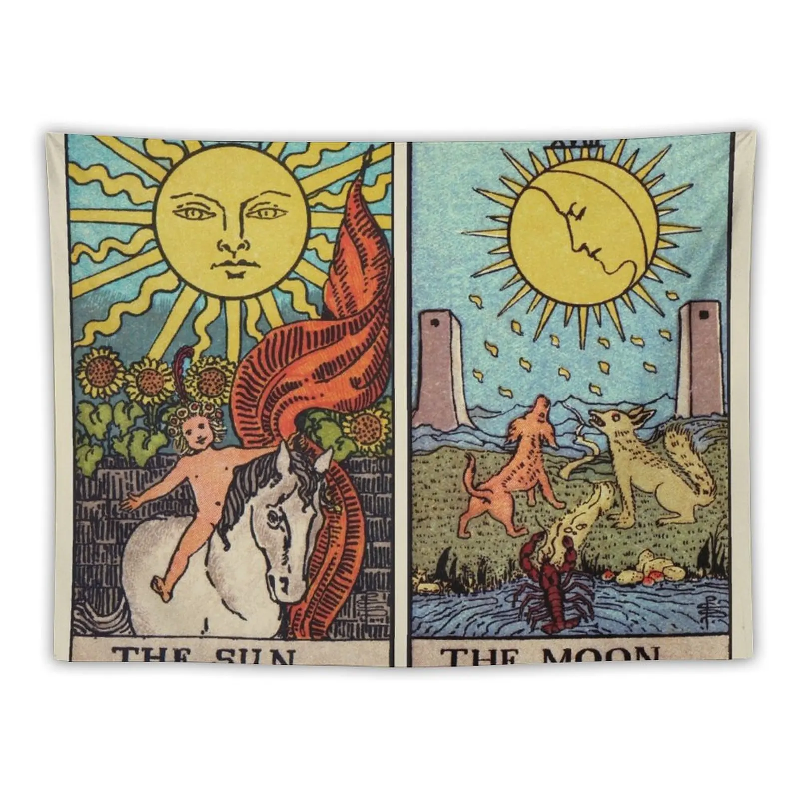 

Moon & Sun Tarot Colour Tapestry Wall Mural Room Design Carpet On The Wall Tapestry