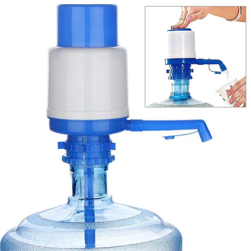 Manual Water Pump Bottle Kettle Manual Distributor Camping Water Dispenser Spigot Blue Water Pump Household Bucket Water Faucet view 2
