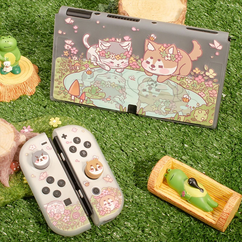 

Matte Soft Switch OLED Case Cute Cat Dog Shell For Nintendo Switch OLED NS JoyCon Games Housing For Nintendo Switch Accessories