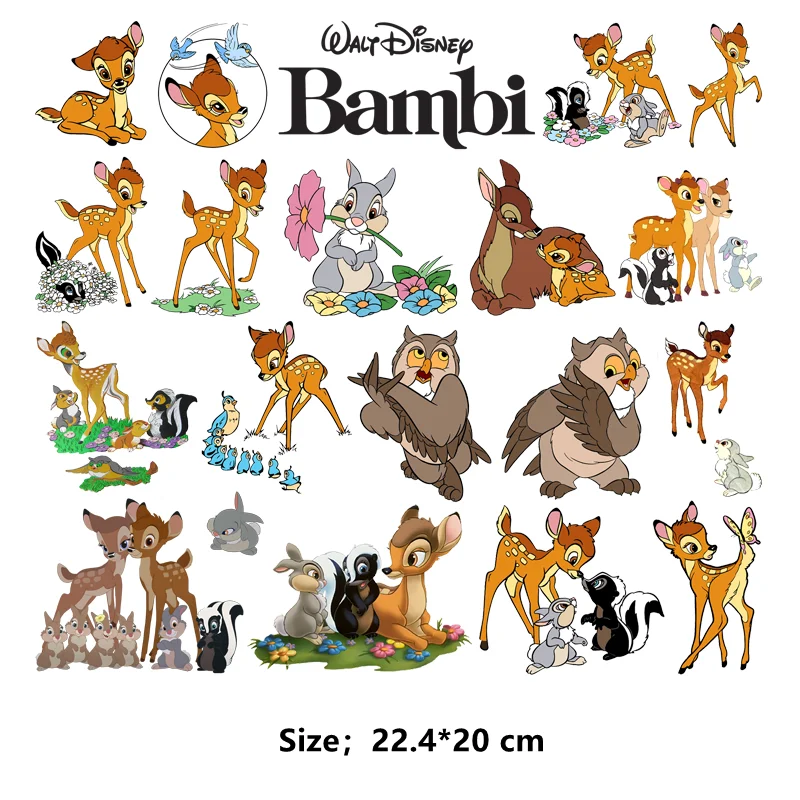 Disney Bambi Cartoon Iron-on transfers for clothing DIY children clothes patches t-shirt print