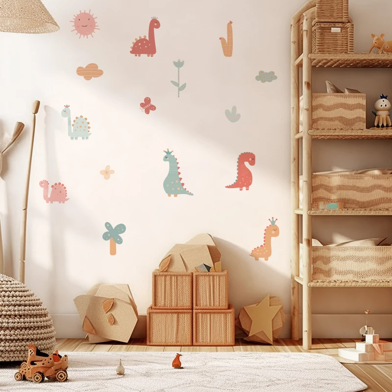 

Cute Cartoon Forest Animals Wall Stickers For Kids Room Dinosaurs Wallpapers Home Decoration Interior DIY child Bedroom Nursery