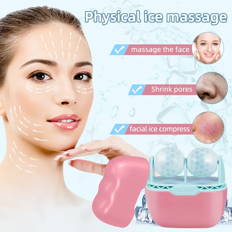 Wałek do twarzy z lodem Podwójny wałek Chłodzący Masaż twarzy i oczu Łagodzi zmęczenie Ból Czerwienie Ujędrnianie skóry Lifting twarzy Redukcja obrzęków Iceroller