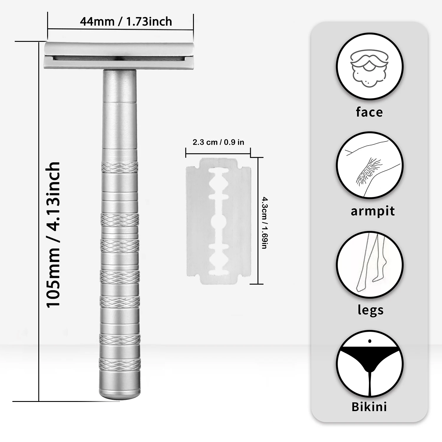AL13 Double Edge Razor with 5 Replacement Blades, 30° Precision Reusable Single Blade Shaver for Men & Women