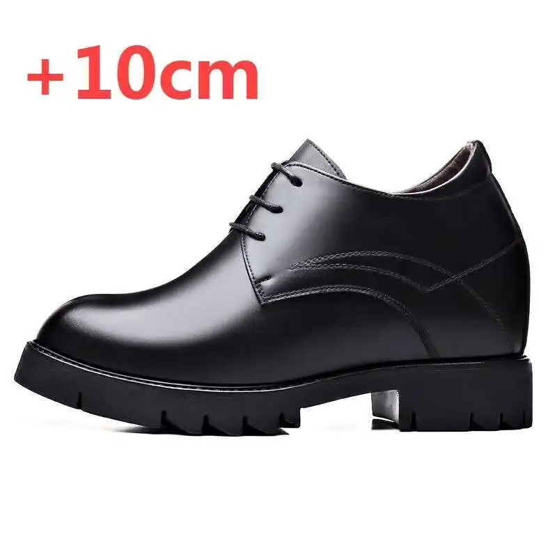 Men's Leather Dress Shoes 10CM Hidden Heel Black