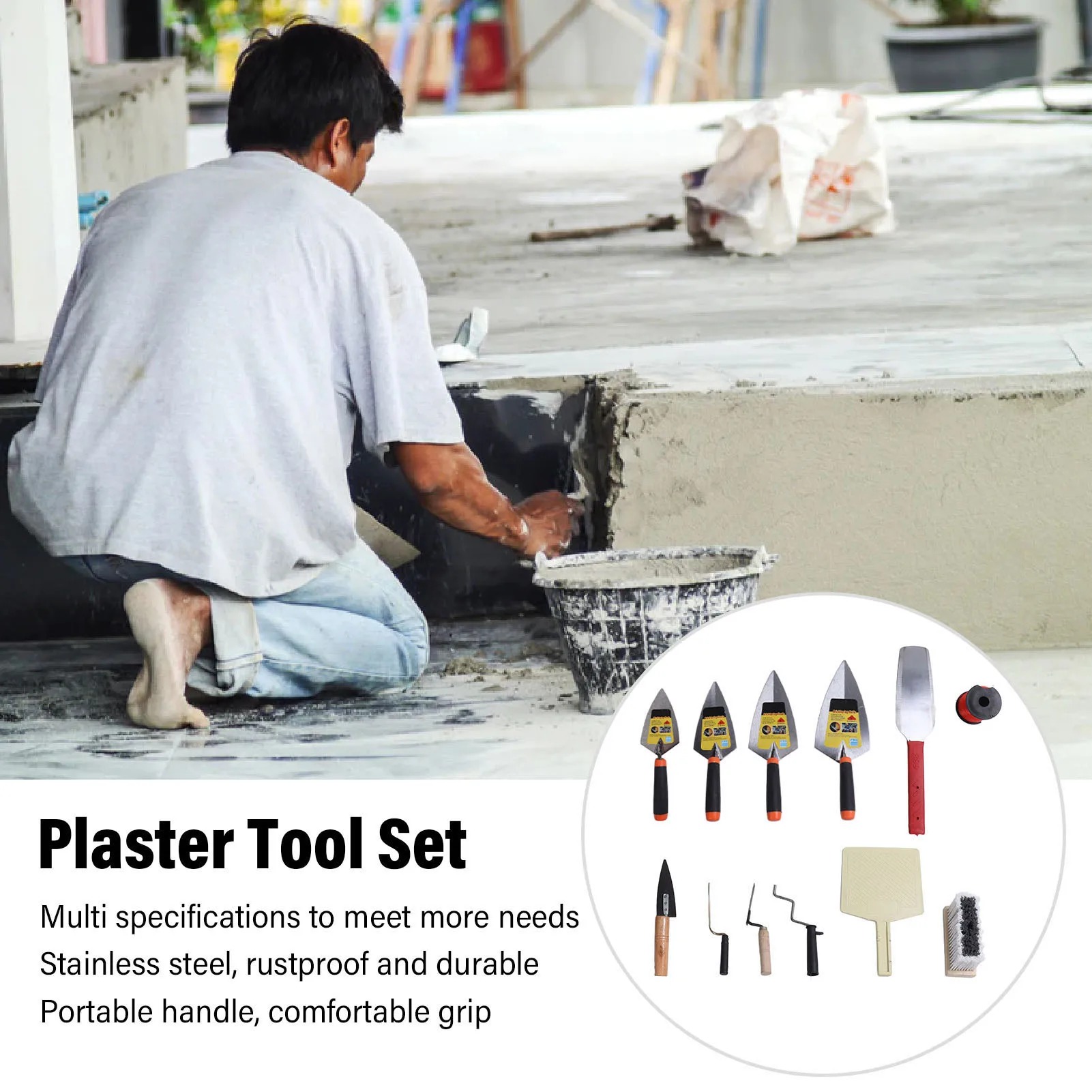 

Инструмент для скребка для бетона, несколько спецификаций, набор инструментов для гипса, удобная ручка для украшения здания, для нанесения сухой стены