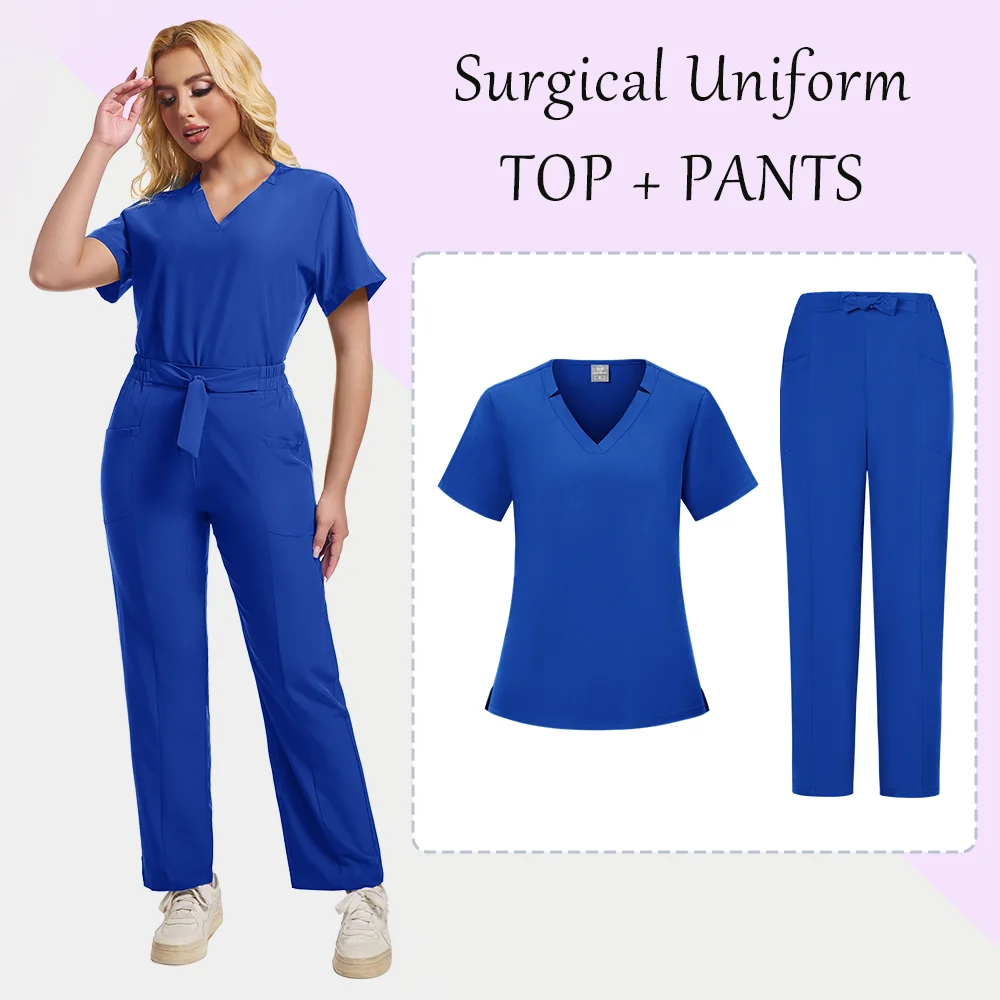 Surgical Uniforms Woman Nursing Enfermeria Sets Top Pant Articles Medical Uniform Scrub Clinical Beauty Salon Spa Hospital Suits