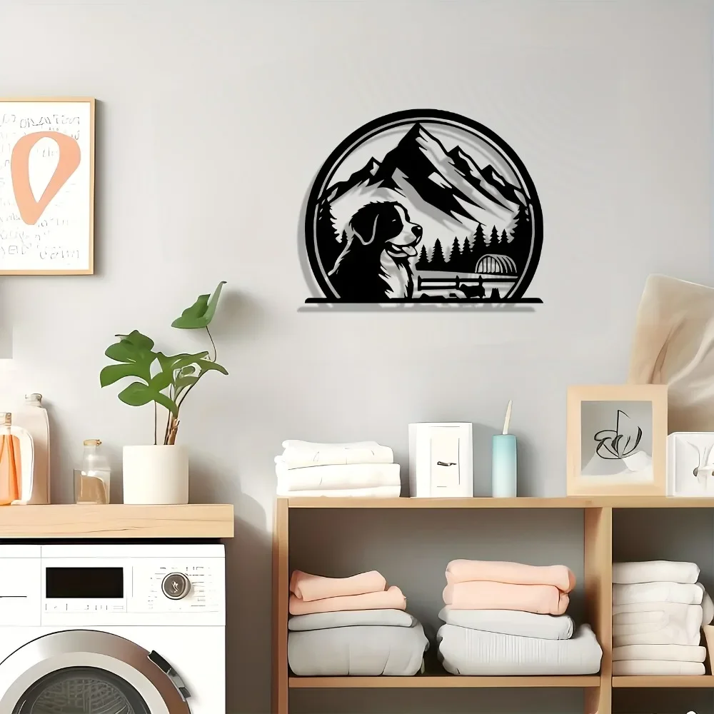 Brand Metal Wall Art Waterproof Iron Dog Mural Durable Bernese Mountain Decor For Living Room Bedroom Patio Home Gift - view 5