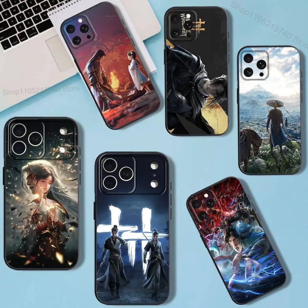 

W-Where W-Winds MeetS allover print Phone Case For iPhone 11,12,15,16,17,13,14,Pro,Max,Plus,E,Mini,Air,SE4 Black Soft Cover