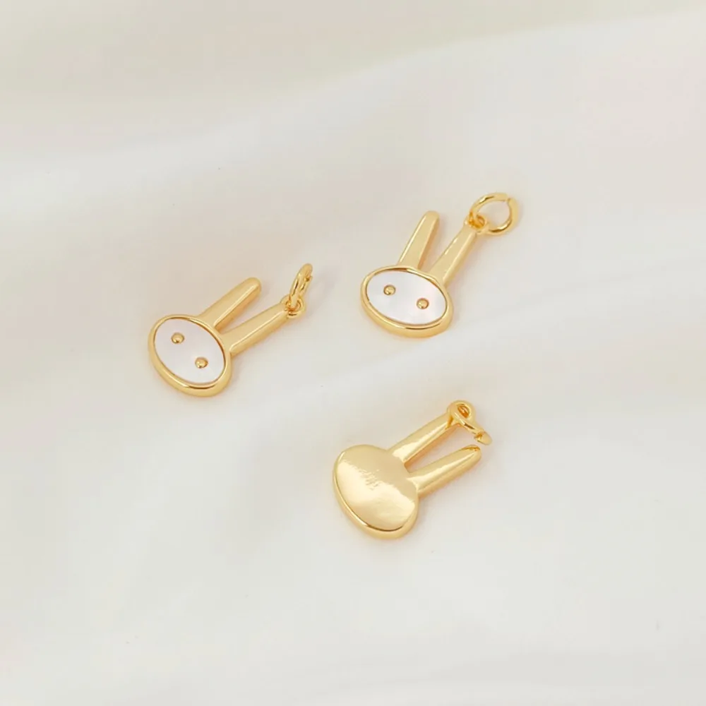 

14K Copper-plated Real Gold with Shell Cute Rabbit Pendant, DIY Handmade Bracelet, Necklace, Pendant and Accessory