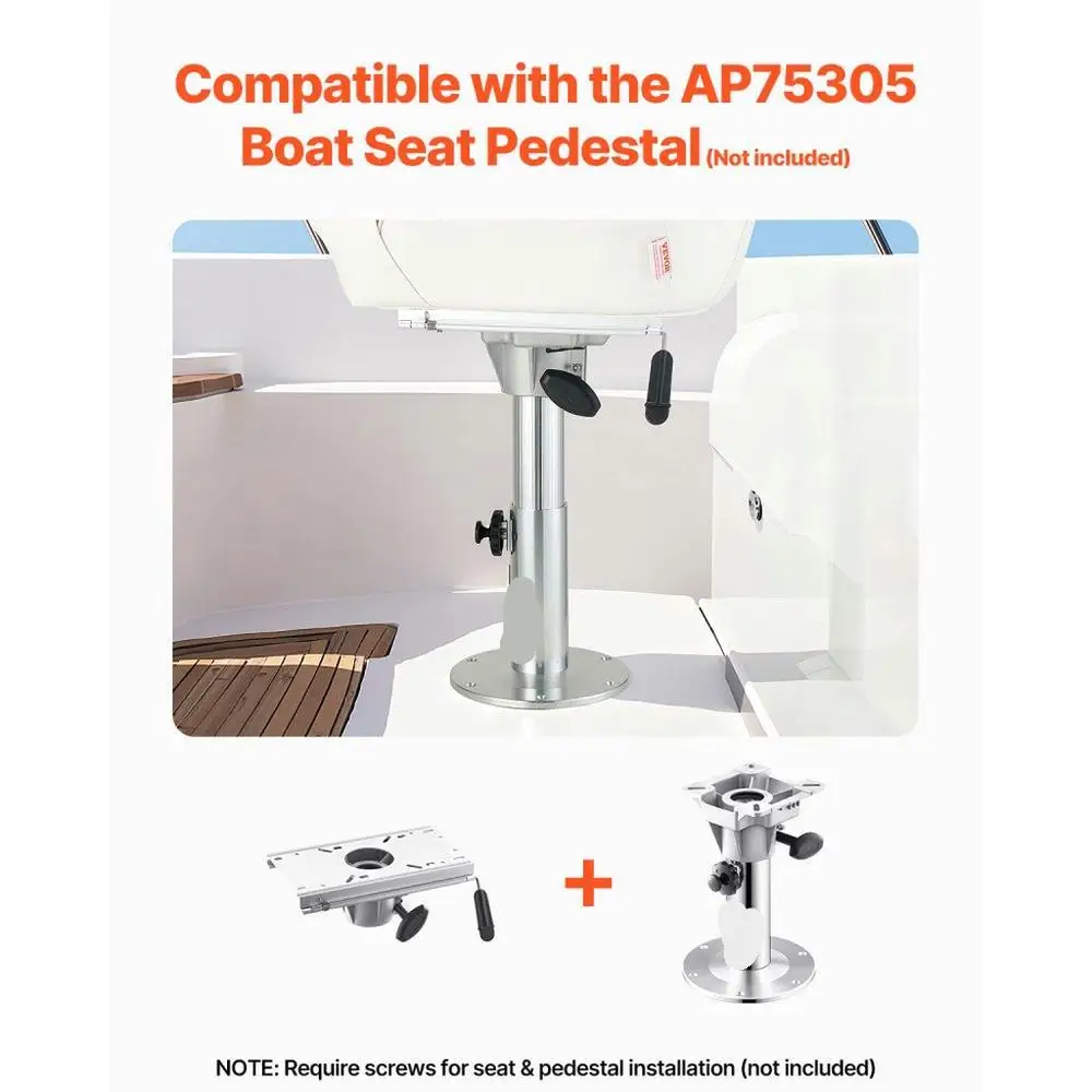 Adjustable Boat Seat Pedestal Aluminum Alloy Base Sliding Travel Waterproof Rust-resistant Fits 2-7/8 Inch Diameter Post