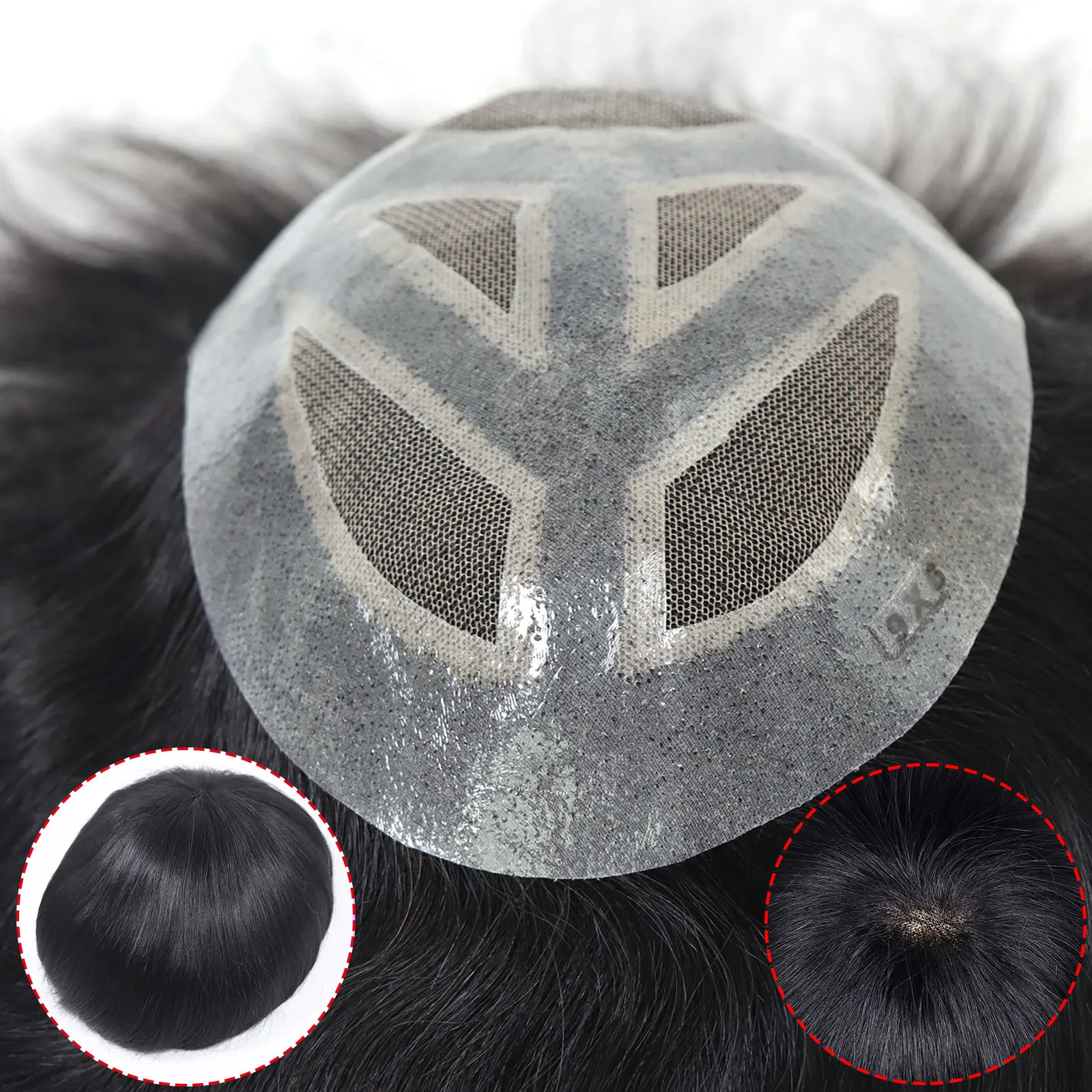 6*8/ 6*9/ 7*10/8*10 Lace With PU Toupee Men Breathable French Lace Front Men's Wig Human Hair Toupee Men's Replacement Systems