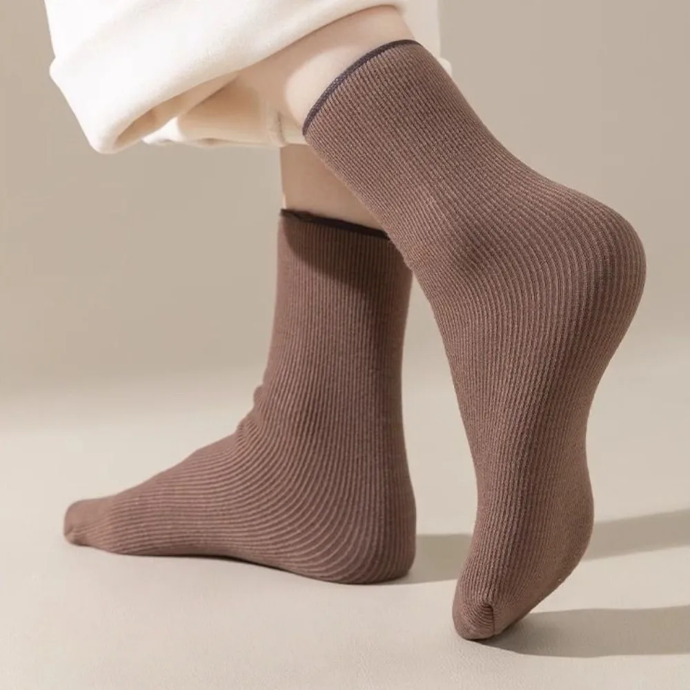 5 Pairs New Velvet Winter Socks Highly Elastic Odor Resistant Mid-calf Socks Thickened Soft Ankle Socks for Women Girls